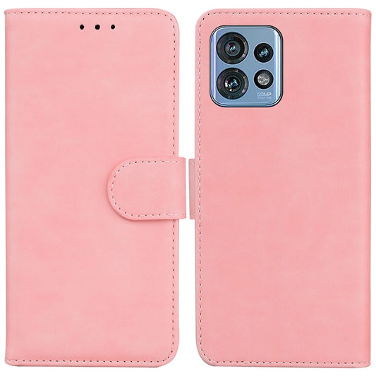 Stand Case for Motorola Edge 40 Pro 5G / Moto X40 5G / Edge+ (2023) , Solid Color PU Leather Wallet Phone Cover - Pink