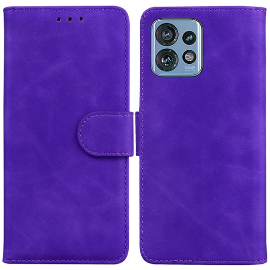 Stand Case for Motorola Edge 40 Pro 5G / Moto X40 5G / Edge+ (2023) , Solid Color PU Leather Wallet Phone Cover - Purple