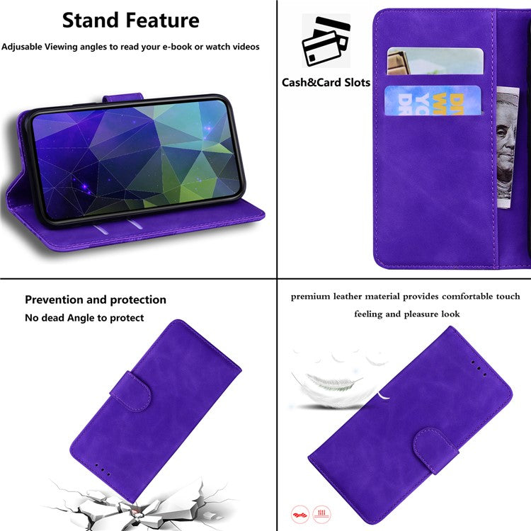 Stand Case for Motorola Edge 40 Pro 5G / Moto X40 5G / Edge+ (2023) , Solid Color PU Leather Wallet Phone Cover - Purple