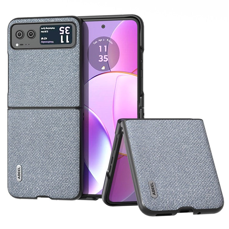 ABEEL For Motorola Razr 40 5G Rhinestone Texture Phone Case PU Leather + Hard PC Shell Ultra Thin Cover - Grey