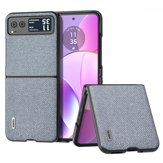ABEEL For Motorola Razr 40 5G Rhinestone Texture Phone Case PU Leather + Hard PC Shell Ultra Thin Cover - Grey