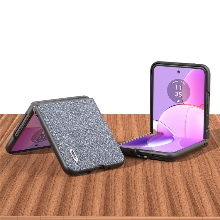 ABEEL For Motorola Razr 40 5G Rhinestone Texture Phone Case PU Leather + Hard PC Shell Ultra Thin Cover - Grey