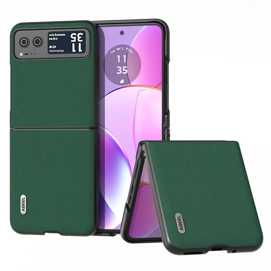 ABEEL For Motorola Razr 40 5G Soft Silky Feeling Phone Case Cowhide Leather + PC Anti-Scratch Cover - Green