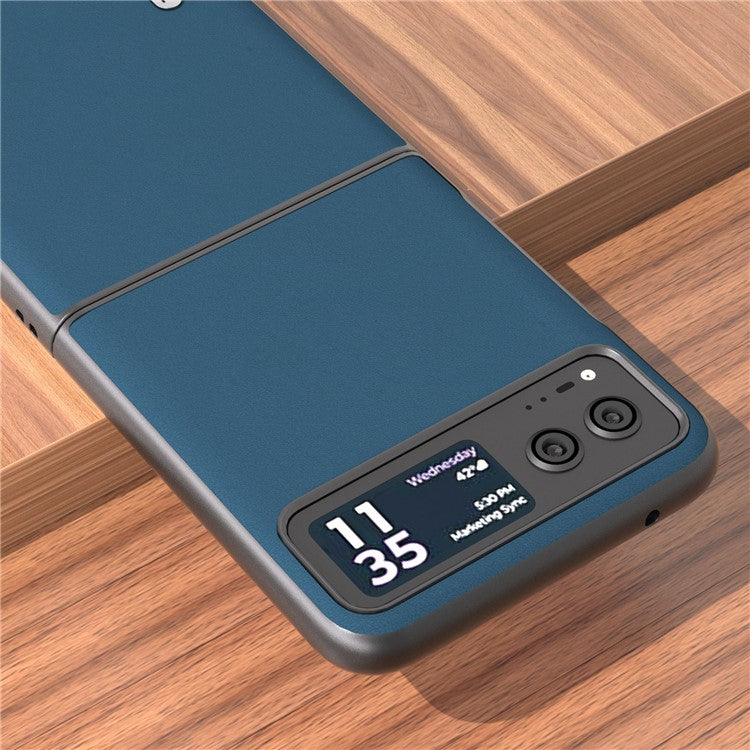 ABEEL For Motorola Razr 40 5G Soft Silky Feeling Phone Case Cowhide Leather + PC Anti-Scratch Cover - Blue