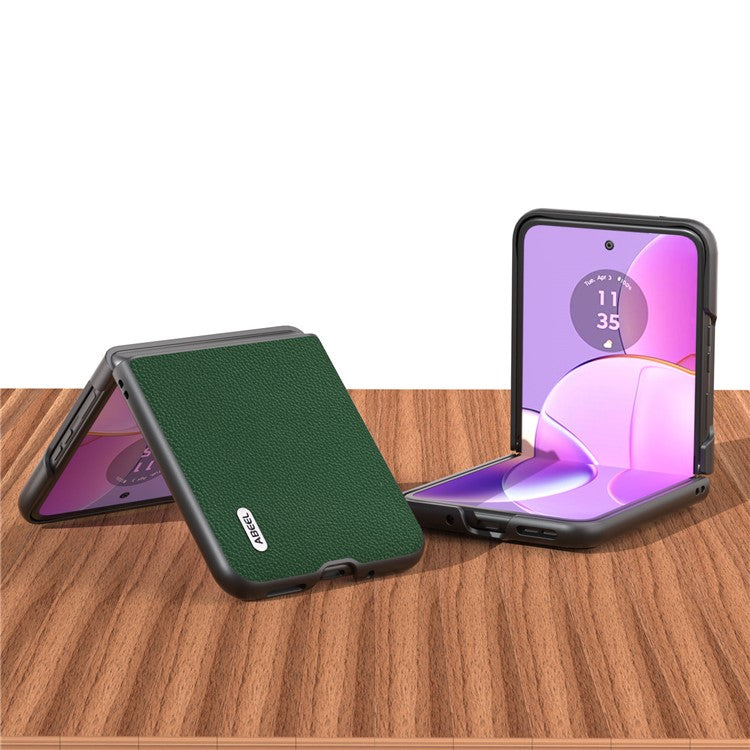 ABEEL For Motorola Razr 40 5G Litchi Texture Shockproof Phone Case Cowhide Leather + PC Back Cover - Green