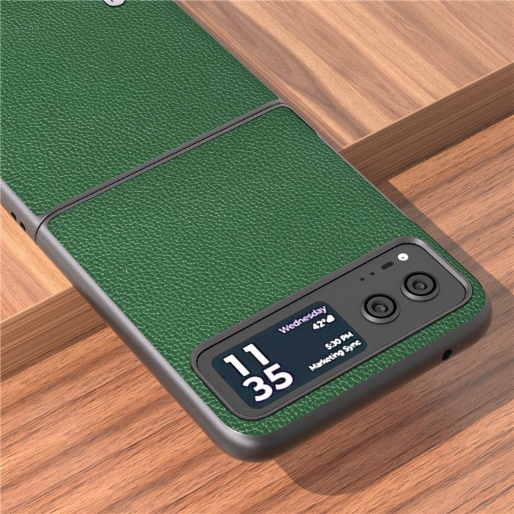 ABEEL For Motorola Razr 40 5G Litchi Texture Shockproof Phone Case Cowhide Leather + PC Back Cover - Green