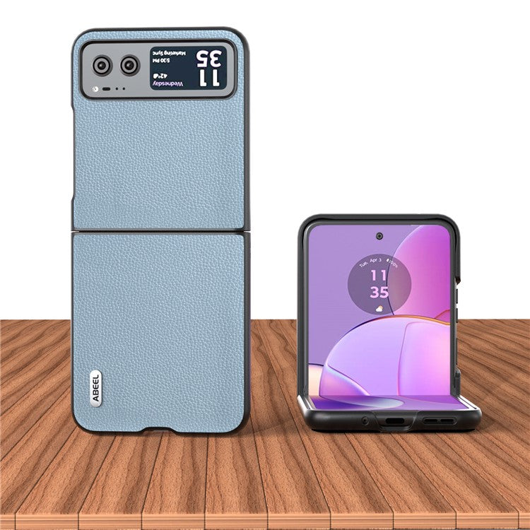 ABEEL For Motorola Razr 40 5G Litchi Texture Shockproof Phone Case Cowhide Leather + PC Back Cover - Baby Blue
