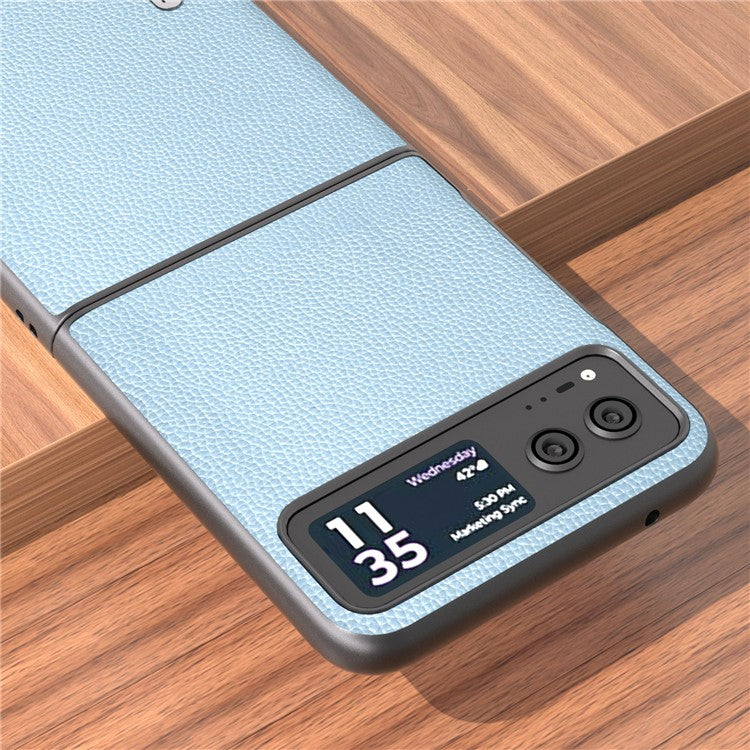 ABEEL For Motorola Razr 40 5G Litchi Texture Shockproof Phone Case Cowhide Leather + PC Back Cover - Baby Blue