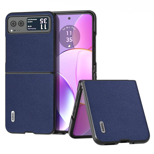 ABEEL For Motorola Razr 40 5G Litchi Texture Shockproof Phone Case Cowhide Leather + PC Back Cover - Blue