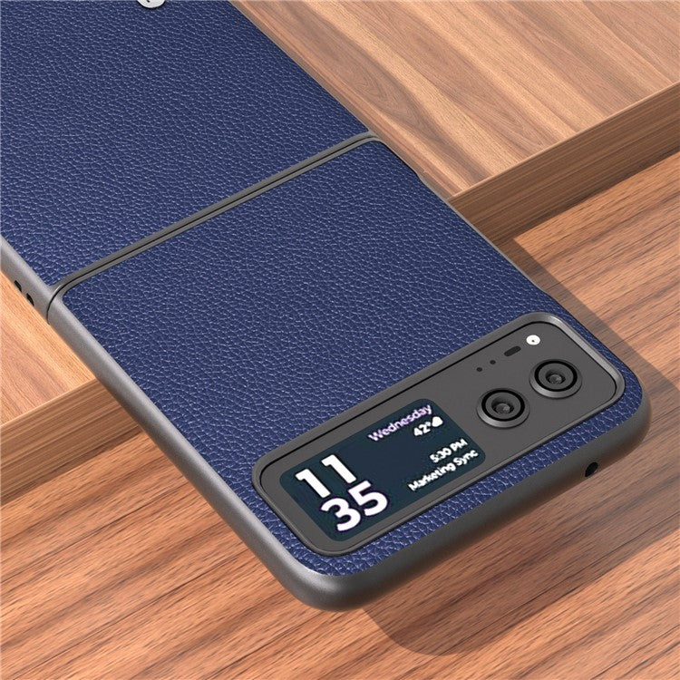 ABEEL For Motorola Razr 40 5G Litchi Texture Shockproof Phone Case Cowhide Leather + PC Back Cover - Blue