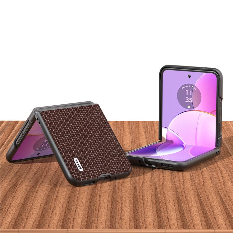 ABEEL For Motorola Razr 40 5G Luxury Texture Phone Case Cowhide Leather + PC Protective Cover - Coffee