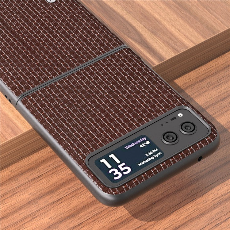 ABEEL For Motorola Razr 40 5G Luxury Texture Phone Case Cowhide Leather + PC Protective Cover - Coffee