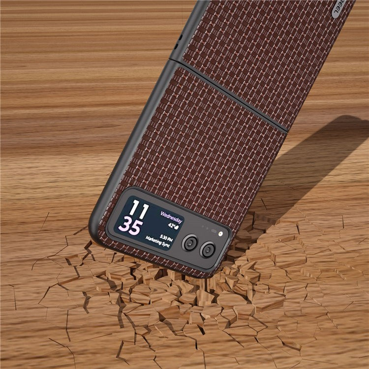 ABEEL For Motorola Razr 40 5G Luxury Texture Phone Case Cowhide Leather + PC Protective Cover - Coffee