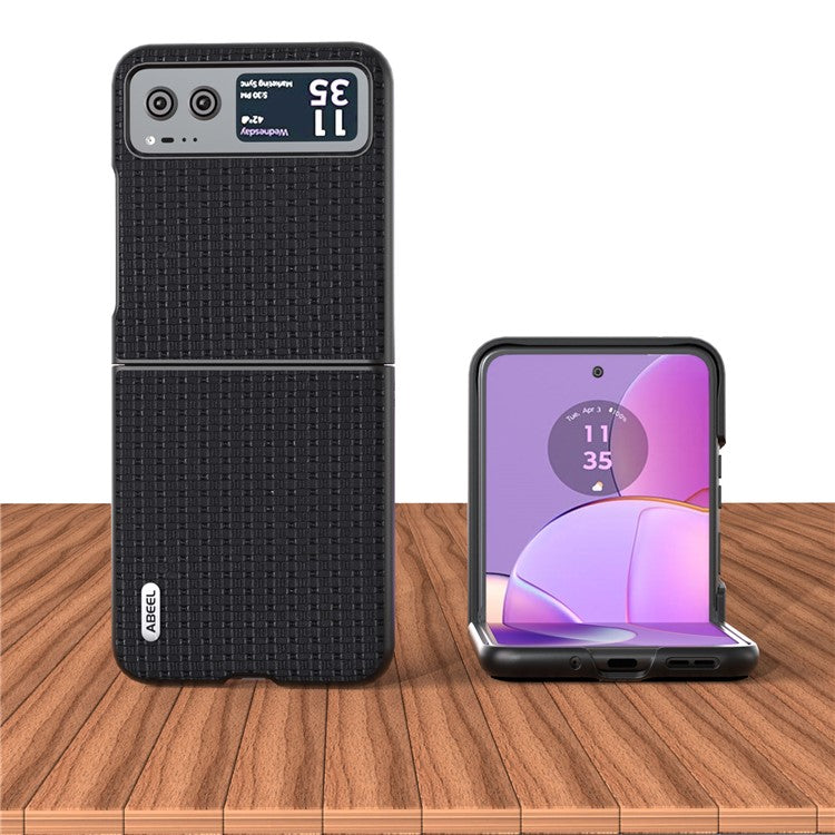 ABEEL For Motorola Razr 40 5G Luxury Texture Phone Case Cowhide Leather + PC Protective Cover - Black