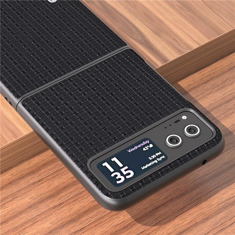ABEEL For Motorola Razr 40 5G Luxury Texture Phone Case Cowhide Leather + PC Protective Cover - Black