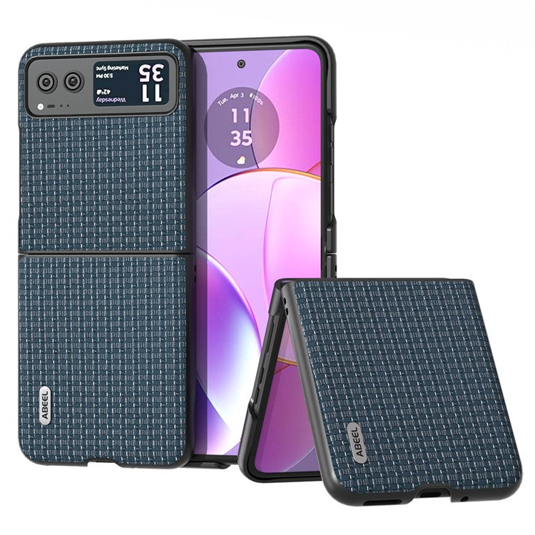 ABEEL For Motorola Razr 40 5G Luxury Texture Phone Case Cowhide Leather + PC Protective Cover - Blue