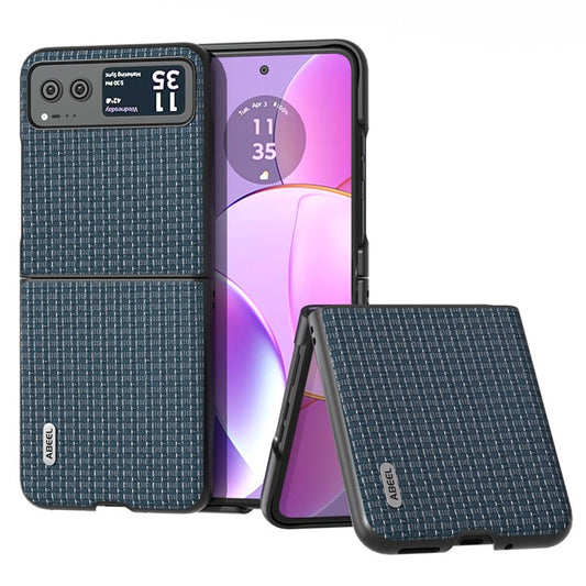 ABEEL For Motorola Razr 40 5G Luxury Texture Phone Case Cowhide Leather + PC Protective Cover - Blue