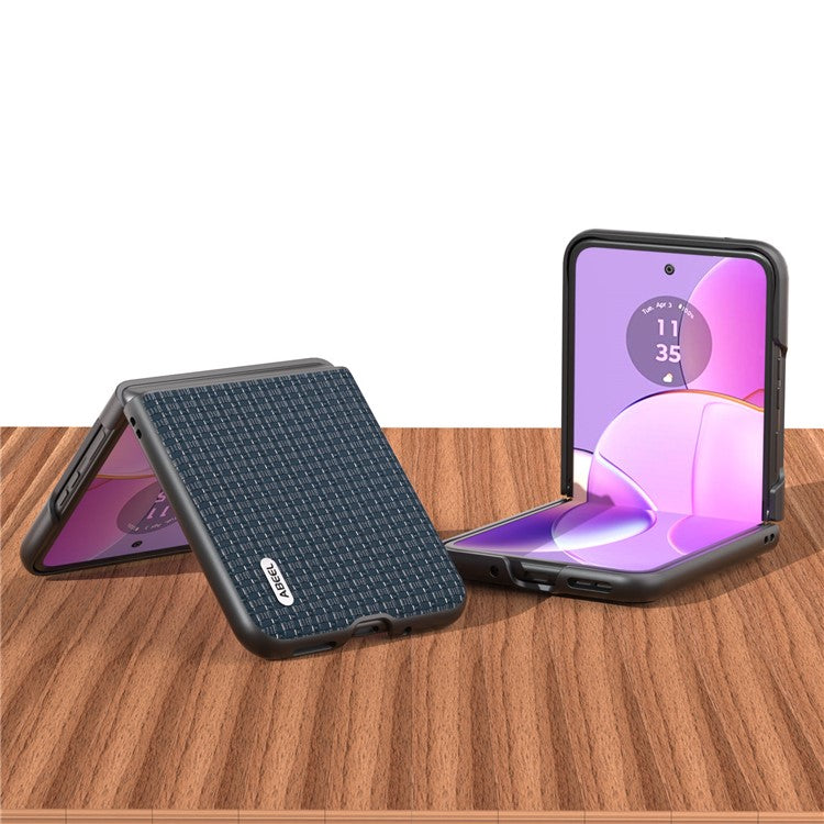 ABEEL For Motorola Razr 40 5G Luxury Texture Phone Case Cowhide Leather + PC Protective Cover - Blue