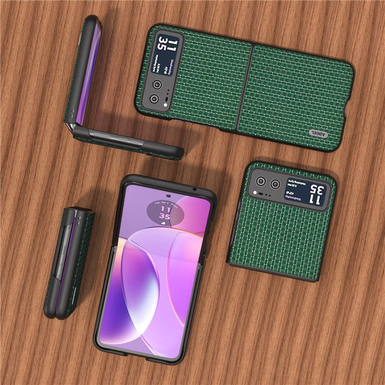 ABEEL For Motorola Razr 40 5G Luxury Texture Phone Case Cowhide Leather + PC Protective Cover - Green