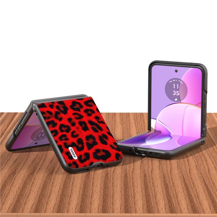 ABEEL For Motorola Razr 40 5G Leopard Texture Phone Cover PU Leather + PC Scratch Resistant Case - Red