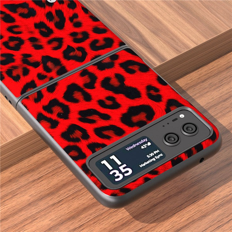 ABEEL For Motorola Razr 40 5G Leopard Texture Phone Cover PU Leather + PC Scratch Resistant Case - Red