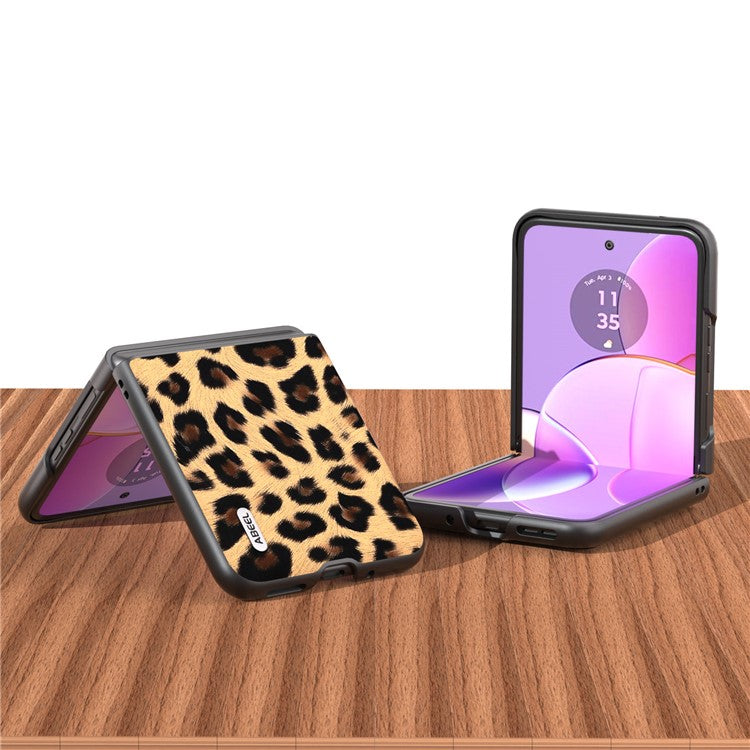 ABEEL For Motorola Razr 40 5G Leopard Texture Phone Cover PU Leather + PC Scratch Resistant Case - Gold