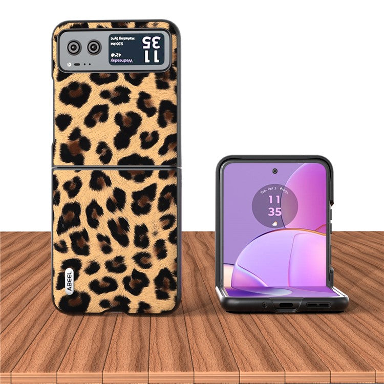ABEEL For Motorola Razr 40 5G Leopard Texture Phone Cover PU Leather + PC Scratch Resistant Case - Gold