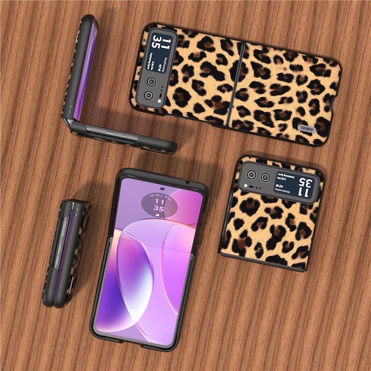 ABEEL For Motorola Razr 40 5G Leopard Texture Phone Cover PU Leather + PC Scratch Resistant Case - Gold
