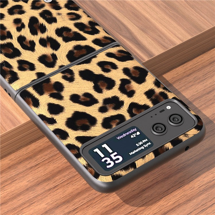 ABEEL For Motorola Razr 40 5G Leopard Texture Phone Cover PU Leather + PC Scratch Resistant Case - Gold