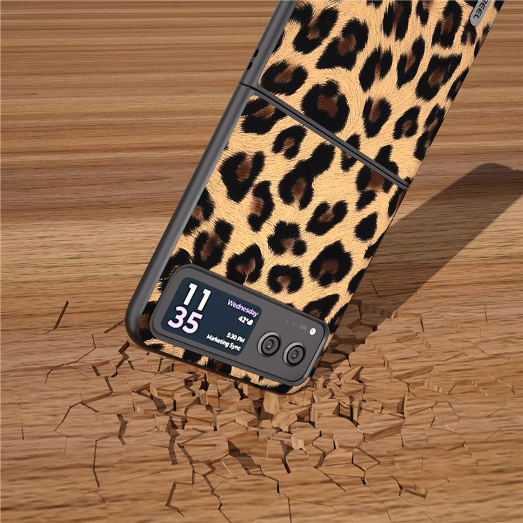 ABEEL For Motorola Razr 40 5G Leopard Texture Phone Cover PU Leather + PC Scratch Resistant Case - Gold