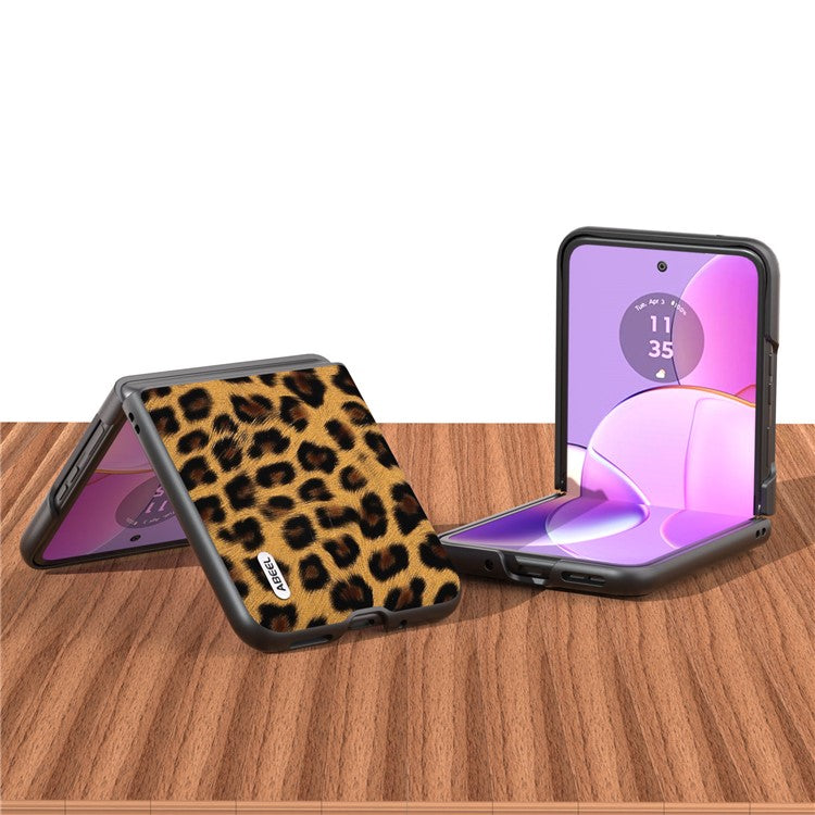 ABEEL For Motorola Razr 40 5G Leopard Texture Phone Cover PU Leather + PC Scratch Resistant Case - Champagne Gold