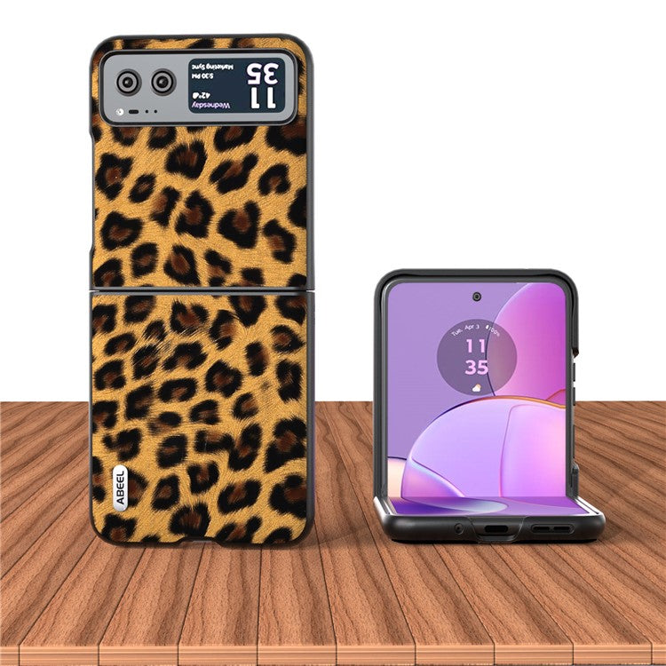 ABEEL For Motorola Razr 40 5G Leopard Texture Phone Cover PU Leather + PC Scratch Resistant Case - Champagne Gold