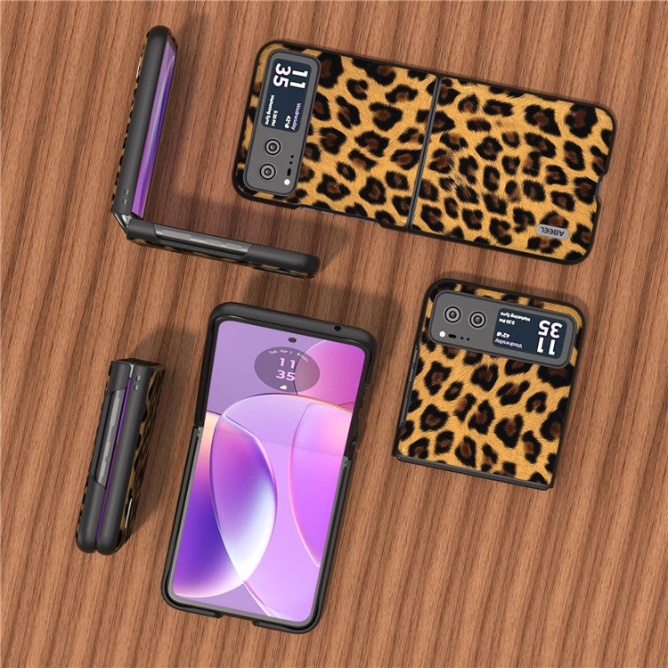 ABEEL For Motorola Razr 40 5G Leopard Texture Phone Cover PU Leather + PC Scratch Resistant Case - Champagne Gold