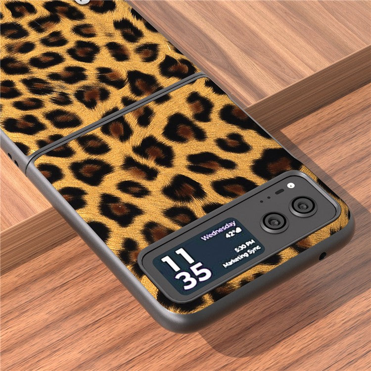 ABEEL For Motorola Razr 40 5G Leopard Texture Phone Cover PU Leather + PC Scratch Resistant Case - Champagne Gold
