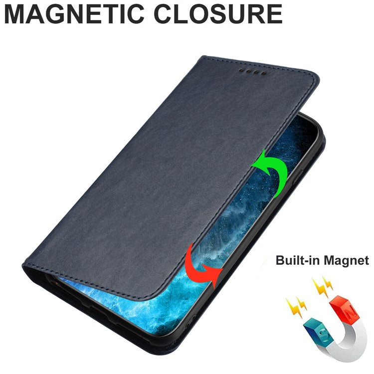 PU Leather Phone Case for Motorola Moto E13 4G , RFID Blocking Card Holder Phone Stand Cover - Blue