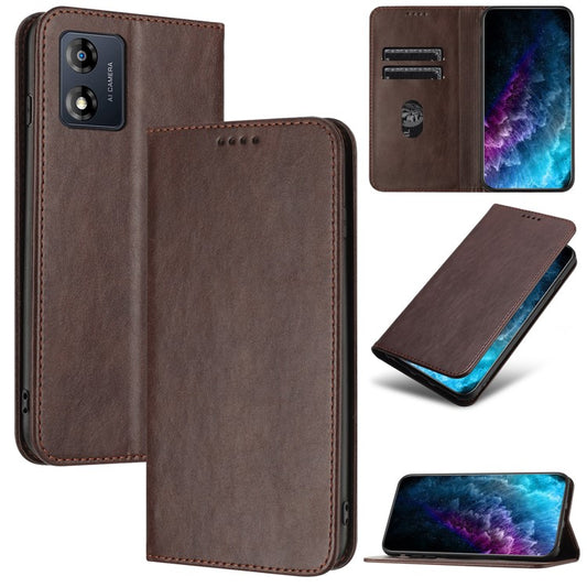 PU Leather Phone Case for Motorola Moto E13 4G , RFID Blocking Card Holder Phone Stand Cover - Brown