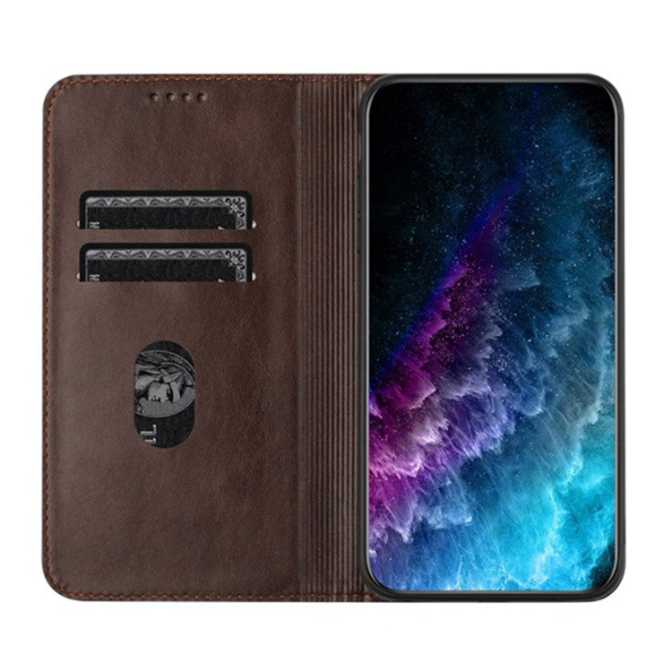 PU Leather Phone Case for Motorola Moto E13 4G , RFID Blocking Card Holder Phone Stand Cover - Brown