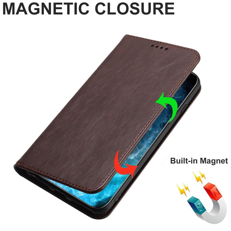 PU Leather Phone Case for Motorola Moto E13 4G , RFID Blocking Card Holder Phone Stand Cover - Brown
