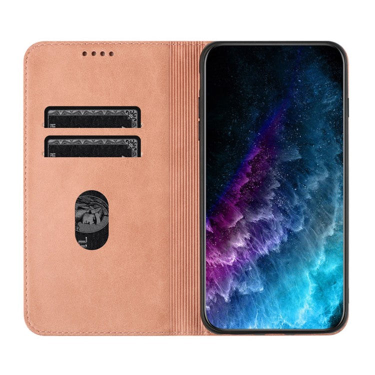 PU Leather Phone Case for Motorola Moto E13 4G , RFID Blocking Card Holder Phone Stand Cover - Pink
