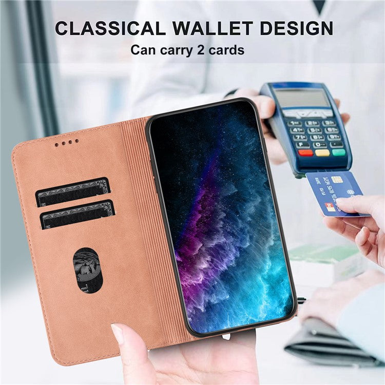 PU Leather Phone Case for Motorola Moto E13 4G , RFID Blocking Card Holder Phone Stand Cover - Pink