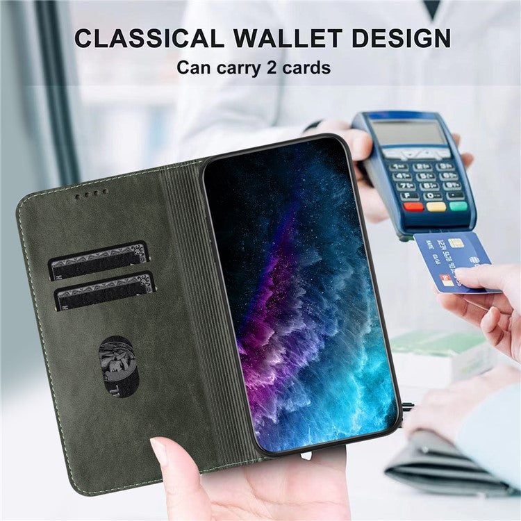 PU Leather Phone Case for Motorola Moto E13 4G , RFID Blocking Card Holder Phone Stand Cover - Grey