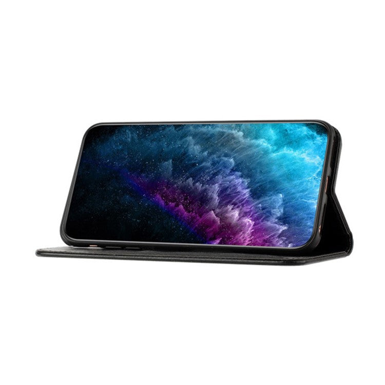 PU Leather Phone Case for Motorola Moto E13 4G , RFID Blocking Card Holder Phone Stand Cover - Black