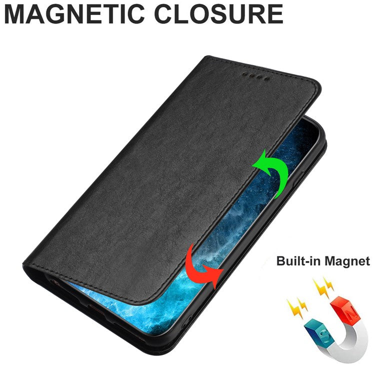 PU Leather Phone Case for Motorola Moto E13 4G , RFID Blocking Card Holder Phone Stand Cover - Black