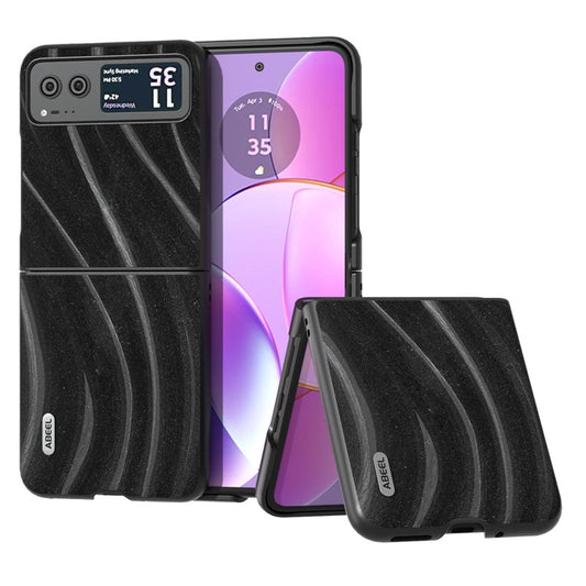 ABEEL Milky Way Series for Motorola Razr 40 5G Protective Phone Case PU Leather Coated PC Cover - Black