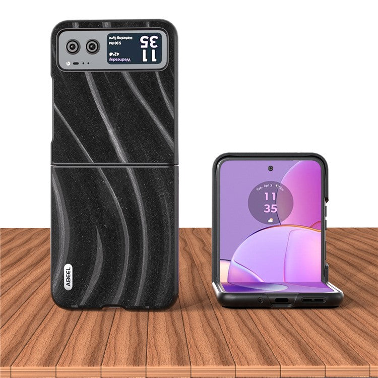 ABEEL Milky Way Series for Motorola Razr 40 5G Protective Phone Case PU Leather Coated PC Cover - Black