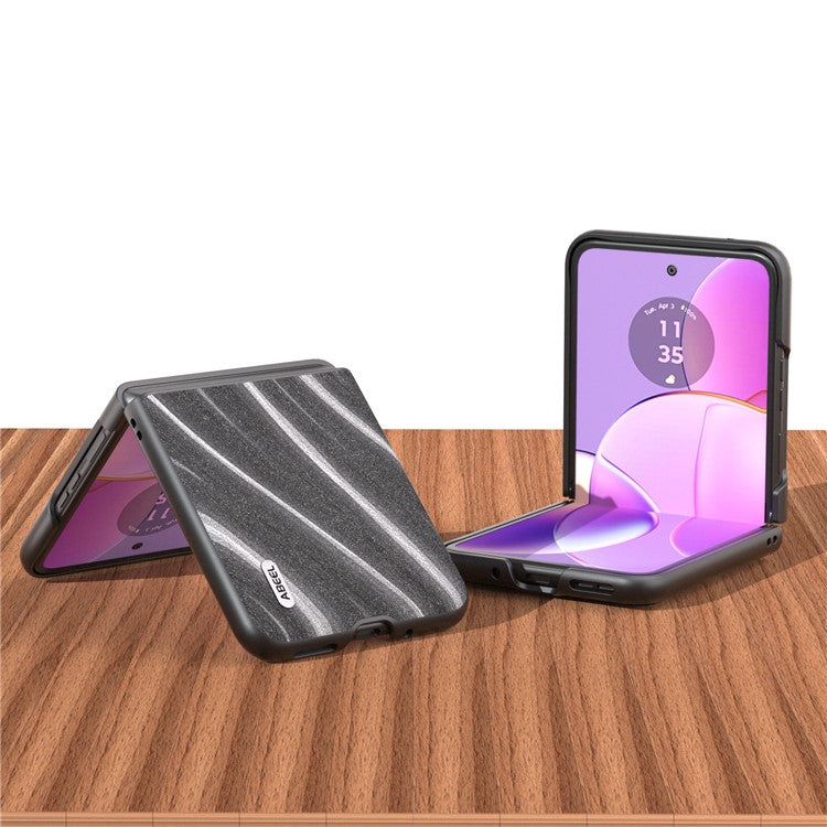 ABEEL Milky Way Series for Motorola Razr 40 5G Protective Phone Case PU Leather Coated PC Cover - Grey