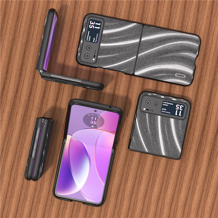ABEEL Milky Way Series for Motorola Razr 40 5G Protective Phone Case PU Leather Coated PC Cover - Grey