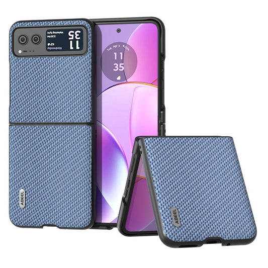 ABEEL Phone Case for Motorola Razr 40 5G Carbon Fiber Texture PU Leather Coated PC Cover - Baby Blue
