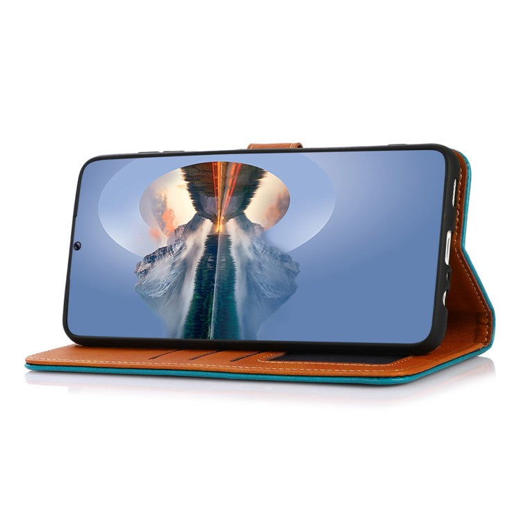 KHAZNEH For Huawei nova 11i / Enjoy 60 Pro / Maimang 20 Cowhide Texture Leather Case Wallet Stand Phone Cover - Blue