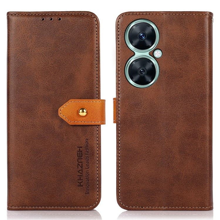 KHAZNEH For Huawei nova 11i / Enjoy 60 Pro / Maimang 20 Cowhide Texture Leather Case Wallet Stand Phone Cover - Brown
